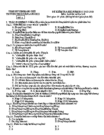 2 Đề kiểm tra học kỳ I môn Lịch sử & Địa lí 8 - Năm học 2023-2024 - Trường THCS Tân Long Hội (Có đáp án)