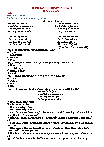 4 Đề kiểm tra giữa học kỳ I môn Ngữ văn 7 (Có đáp án)
