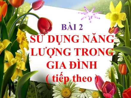Bài giảng môn Công nghệ 6 Sách Chân trời sáng tạo - Bài 2: Sử dụng năng lượng trong gia đình (Tiếp theo)