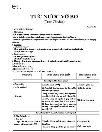 Bài giảng môn Ngữ văn 8 - Tuần 3. Tiết 9 + 10: Tức nước vỡ bờ