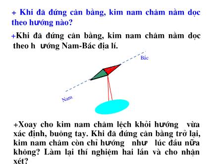 Bài giảng môn Vật lí 7 Sách Chân trời sáng tạo - Bài 20: Từ trường trái đất. Sử dụng la bàn