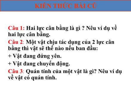 Bài giảng môn Vật lí 8 - Bài 6: Lực ma sát
