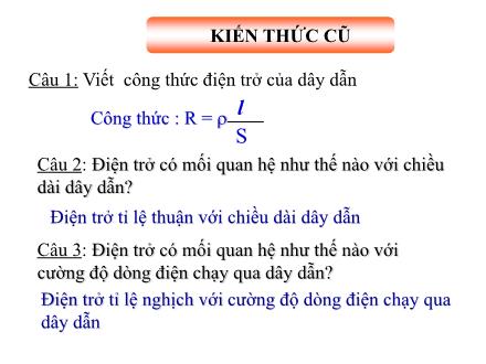 Bài giảng môn Vật lí 9 - Bài 10: Biến trở. Điện trở dùng trong kĩ thuật