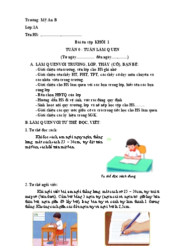 Bài ôn tập Toán & Tiếng Việt Khối 1 - Tuần 0: Tuần làm quen - Văng Thị Thúy Hiền