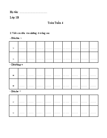 Bài tập ôn tập Toán & Tiếng Việt Khối 1 - Tuần 4