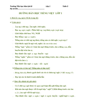 Bài tập ôn tập Toán & Tiếng Việt Lớp 1 - Tuần 5 - Trường Tiểu học Hòa Tịnh B