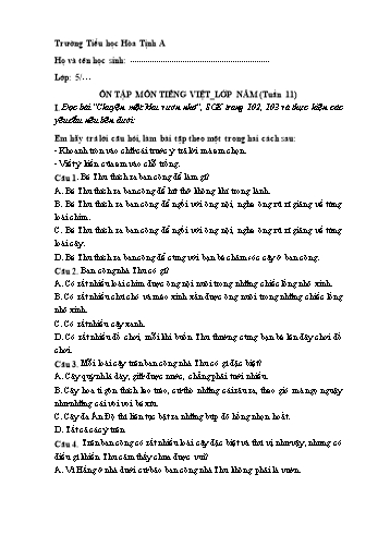 Bài tập ôn tập Toán & Tiếng Việt Lớp 5 - Tuần 11 - Trường Tiểu học Hòa Thịnh A