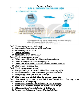Câu hỏi ôn tập cuối học kỳ I môn Tin học 6 Sách Kết nối tri thức (Có đáp án)