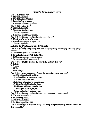 Câu hỏi ôn tập học kỳ I môn Giáo dục công dân 6 (Có đáp án)