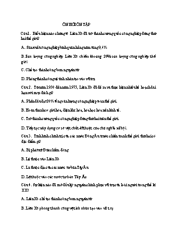 Câu hỏi ôn tập học kỳ I môn Lịch sử 9 (Có đáp án)