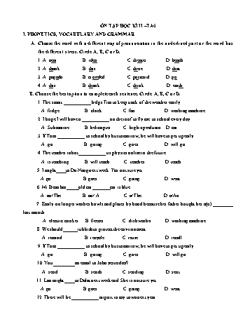 Câu hỏi ôn tập học kỳ II môn Tiếng Anh Lớp 6