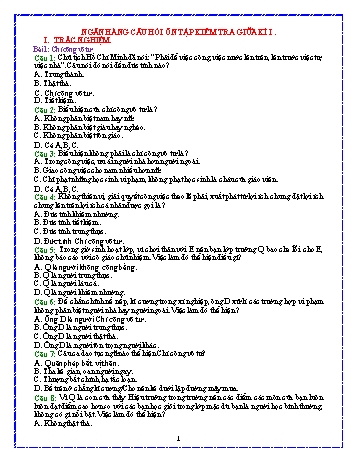 Câu hỏi ôn tập kiểm tra học kỳ I môn Giáo dục công dân 9 (Có đáp án)