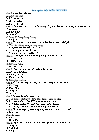 Câu hỏi ôn tập môn Địa lí 8 Sách Chân trời sáng tạo - Bài 8 + 9 (Có đáp án)