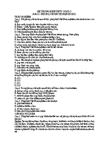 Câu hỏi ôn tập môn Giáo dục công dân 7 Sách Chân trời sáng tạo - Bài 11 + 12 (Có đáp án)