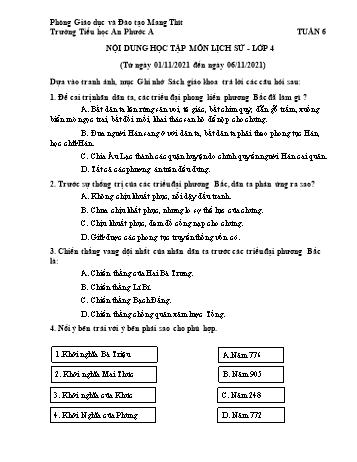 Câu hỏi ôn tập môn Lịch sử và Địa lí 4 - Tuần 6 - Trường Tiểu học An Phước A