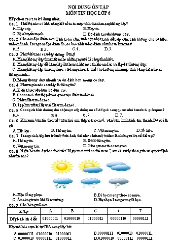 Câu hỏi ôn tập môn Tin học Lớp 6 - Năm học 2023-2024 (Có đáp án)
