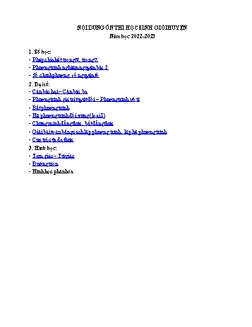 Chuyên đề Bồi dưỡng ôn thi Học sinh giỏi cấp Huyện môn Toán - Năm học 2022-2023