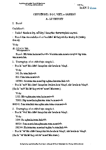 Chuyên đề nâng cao Toán Lớp 3 - Chuyên đề 1: Đọc, viết, so sánh số