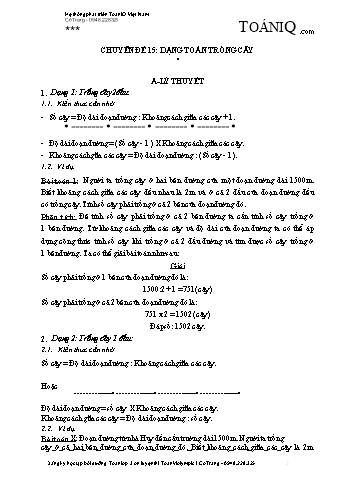 Chuyên đề nâng cao Toán Lớp 3 - Chuyên đề 15: Dạng toán trồng cây