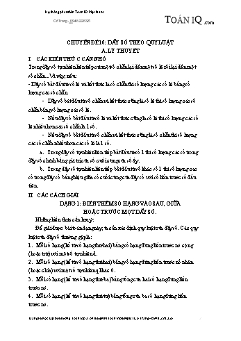 Chuyên đề nâng cao Toán Lớp 3 - Chuyên đề 16: Dãy số theo quy luật