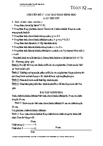 Chuyên đề nâng cao Toán Lớp 3 - Chuyên đề 17: Các bài toán hình học