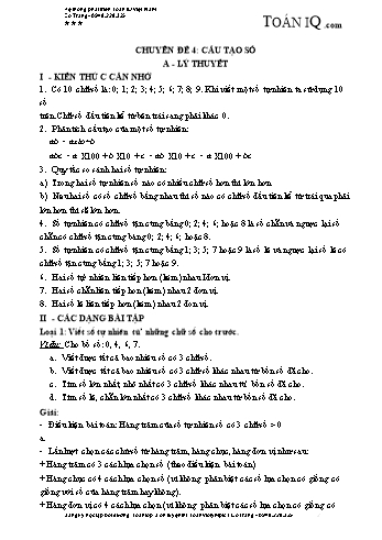 Chuyên đề nâng cao Toán Lớp 3 - Chuyên đề 4: Cấu tạo số