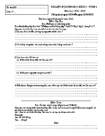 Đề cương ôn tập các môn Khối 5 - Tuần 4 - Năm học 2021-2022 - Trường Tiểu học Chánh Hội A