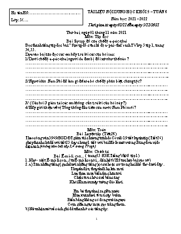 Đề cương ôn tập các môn Khối 5 - Tuần 6 - Năm học 2021-2022 - Trường Tiểu học Chánh Hội A