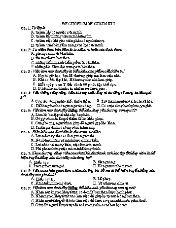 Đề cương ôn tập học kỳ I môn Giáo dục công dân 6