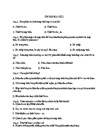 Đề cương ôn tập học kỳ I môn Tin học Lớp 7