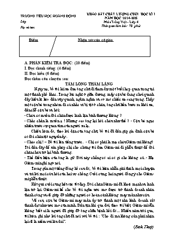 Đề khảo sát chất lượng cuối học kỳ I môn Tiếng Việt Lớp 4 - Năm học 2024-2025 - Trường Tiểu học Hoàng Động