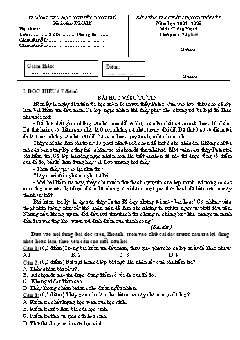 Đề kiểm tra chất lượng cuối học kỳ I môn Tiếng Việt 5 - Năm học 2024-2025 - Trường Tiểu học Nguyễn Công Trứ (Có đáp án)