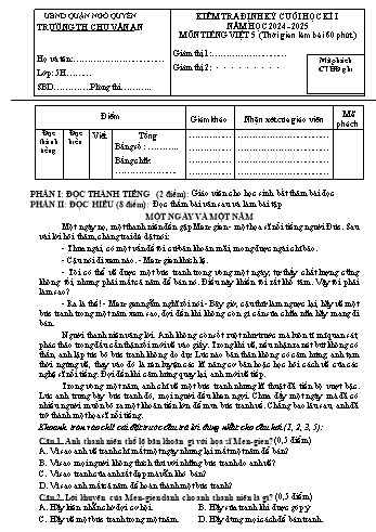 Đề kiểm tra cuối học kỳ I môn Tiếng Việt 5 - Năm học 2024-2025 - Trường Tiểu học Chu Văn An (Có đáp án + Ma trận)