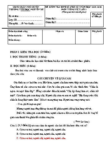 Đề kiểm tra cuối học kỳ I môn Tiếng Việt Lớp 2 - Năm học 2024-2025 - Trường Tiểu học Nguyễn Du (Có đáp án + Ma trận)