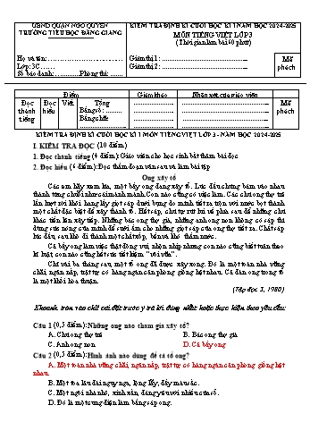 Đề kiểm tra cuối học kỳ I môn Tiếng Việt Lớp 3 - Năm học 2024-2025 - Trường Tiểu học Đằng Giang (Có đáp án + Ma trận)