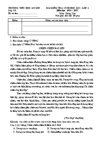 Đề kiểm tra cuối học kỳ I môn Tiếng Việt Lớp 4 - Năm học 2024-2025 - Trường Tiểu học An Sơn (Có đáp án + Ma trận)