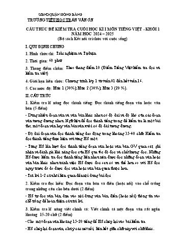 Đề kiểm tra định kì cuối học kì I môn Tiếng Việt Lớp 1 (Kết nối tri thức) - Năm học 2024-2025 - Trường Tiểu học Trần Văn Ơn (Có đáp án + Ma trận)