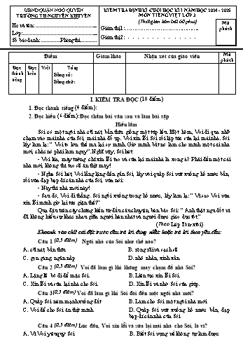 Đề kiểm tra định kì cuối học kỳ I môn Tiếng Việt Lớp 3 - Năm học 2024-2025 - Trường Tiểu học Nguyễn Khuyến (Có đáp án + Ma trận)