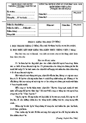 Đề kiểm tra định kì cuối học kỳ I môn Tiếng Việt Lớp 4 - Năm học 2024-2025 - Trường Tiểu học Nguyễn Du (Có đáp án + Ma trận)