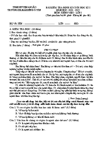 Đề kiểm tra định kì cuối học kỳ I môn Tiếng Việt Lớp 5 - Năm học 2024-2025 - Trường Tiểu học Nguyễn Đốc Tín (Có đáp án)