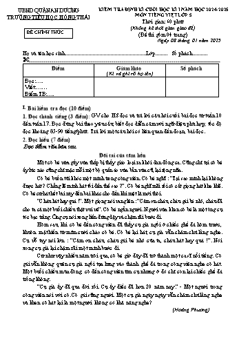 Đề kiểm tra định kì cuối học kỳ I môn Tiếng Việt Lớp 5 - Năm học 2024-2025 - Trường Tiểu học Hồng Thái (Có đáp án)