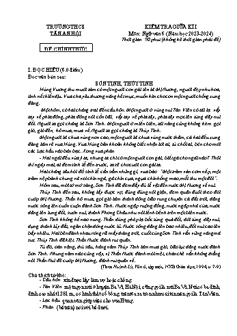 Đề kiểm tra giữa học kỳ I môn Ngữ văn 6 - Năm học 2023-2024 - Trường THCS Tân An Hội (Có đáp án)