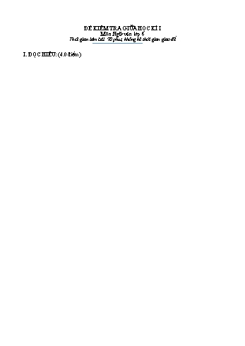 Đề kiểm tra giữa kỳ I môn Ngữ văn 6 (Có đáp án)