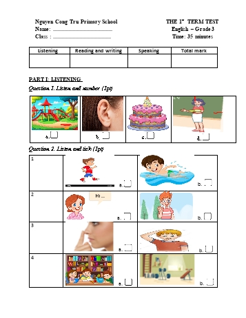 Đề kiểm tra học kì I môn Tiếng Anh Lớp 3 - Năm học 2024-2025 - Trường TH&THCS Nguyễn Công Trứ (Có đáp án + Ma trận)