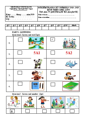 Đề kiểm tra học kì I môn Tiếng Anh Lớp 5 - Năm học 2024-2025 - Trường Tiểu học Nguyễn Trãi (Có đáp án + Ma trận)