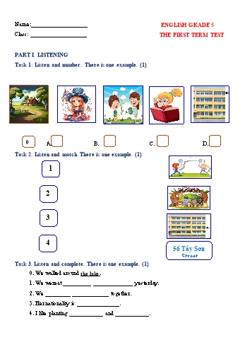 Đề kiểm tra học kỳ I môn Tiếng Anh Lớp 5 - Năm học 2024-2025 - Trường Tiểu học Phả Lễ (Có đáp án + Ma trận)
