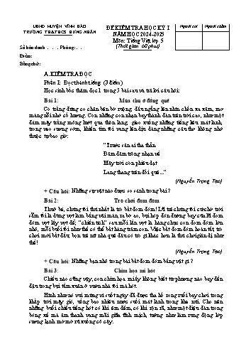 Đề kiểm tra học kỳ I môn Tiếng Việt 5 - Năm học 2024-2025 - Trường TH&THCS Hưng Nhân (Có đáp án)