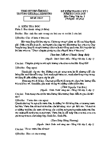 Đề kiểm tra học kỳ I môn Tiếng Việt Lớp 3 - Năm học 2024-2025 - Trường Tiểu học Tân Hưng (Có đáp án)