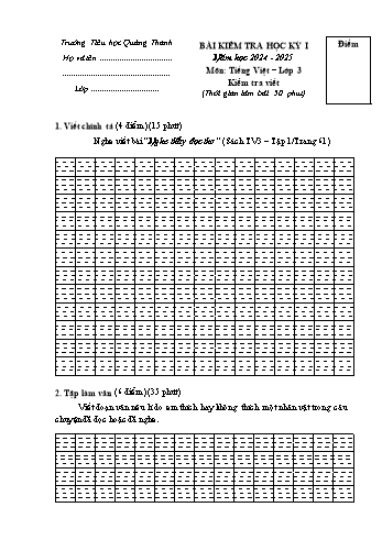 Đề kiểm tra học kỳ I môn Tiếng Việt Lớp 3 (Viết) - Năm học 2024-2025 - Trường Tiểu học Quảng Thanh (Có đáp án)
