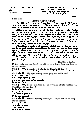 Đề kiểm tra học kỳ I môn Tiếng Việt Lớp 5 - Năm học 2024-2025 - Trường Tiểu học Trung Hà (Có đáp án + Ma trận)
